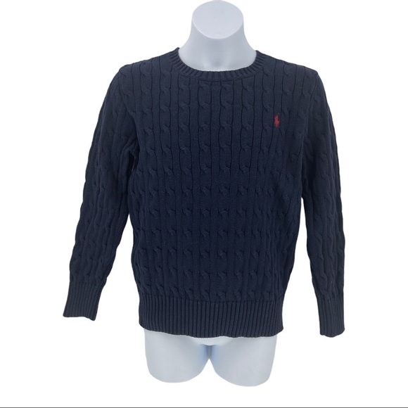 Polo Ralph Lauren Navy Cable Knit Cotton Sweater M - Picture 1 of 6